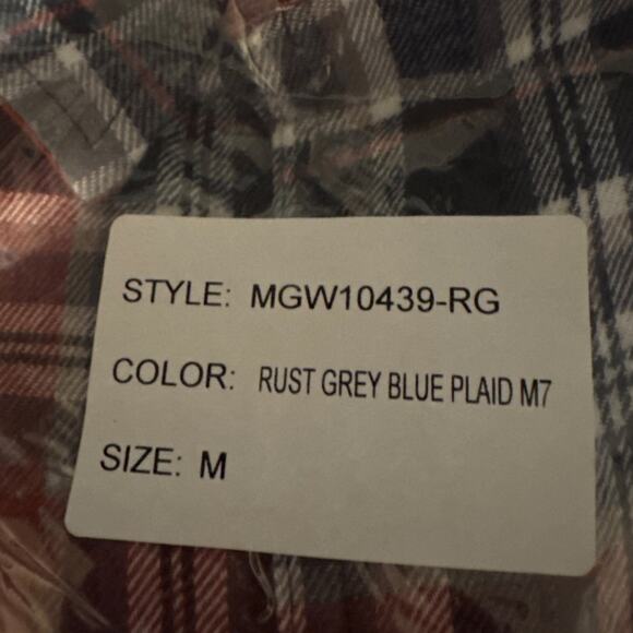 Alesbury Long Sleeve Flannel Button Up Shirt Red Gray Plaid NWT Men Size Medium - Picture 8 of 8